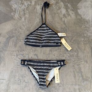 NWT Roxy Lacey Striped Bikini Set Wmn’s Sz S & M